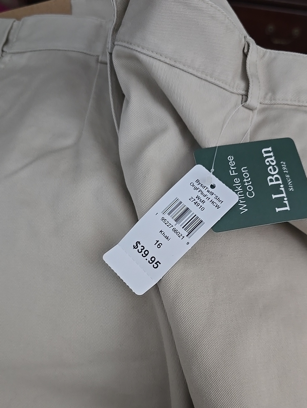 L.L. Bean  Ladies Khaki Straight-Leg Pants - Light Khaki